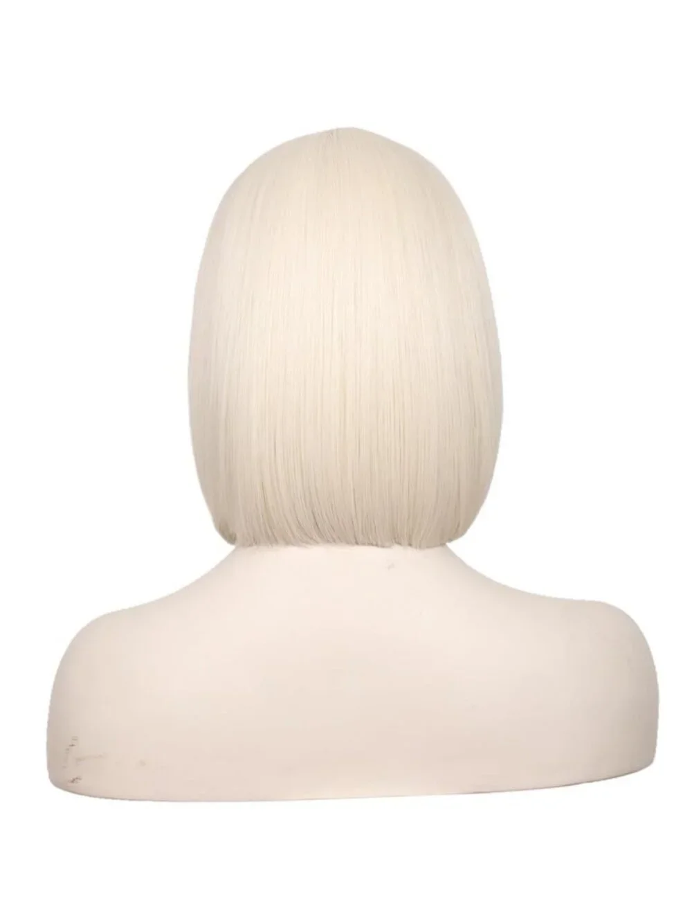 Women's Off White 12 Inch Straight Blue Bob Wig Synthetic Cosplay Costume Hair